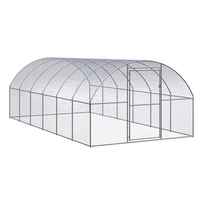 vidaXL Outdoor Chicken Coop 3x6x2 m Galvanised Steel Garden Poultry House