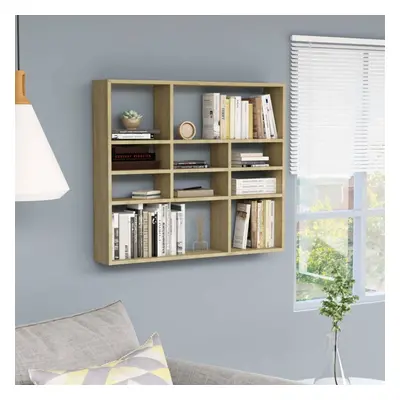 vidaXL Wall Shelf Sonoma Oak Chipboard Bedroom Living Room Floating Wall Rack