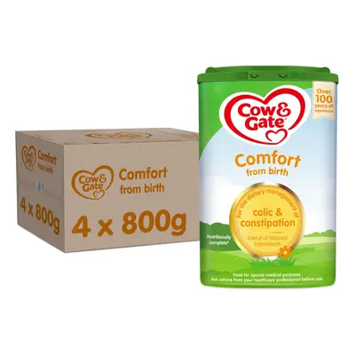 Cow & Gate Comfort Baby Milk Powder Formula, from Birth, g (Pack of 4)