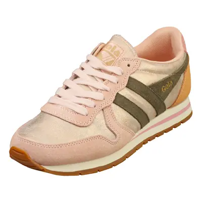 (4) Gola Daytona Blaze Womens Fashion Trainers in Rose Gold Khaki