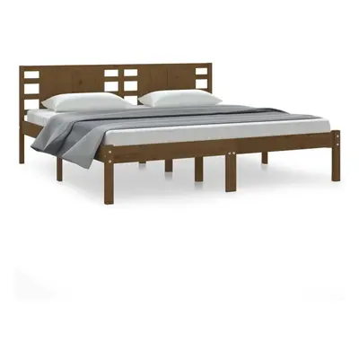 vidaXL Solid Wood Pine Bed Frame Honey Brown 200x200 cm Bedstead Bed Base