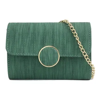 (Green) Women Shoulder Bag Crossbody Messenger Chain O-Ring Clutch Small