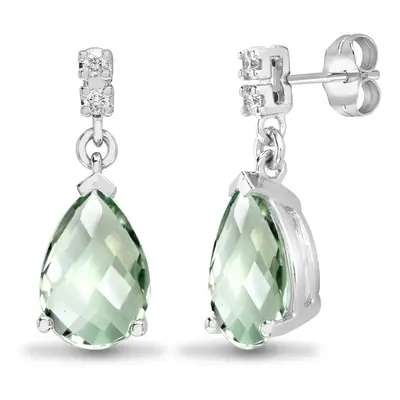 Jewelco London 18ct White Gold Claw Set H I1 0.05ct Diamond and Pear Green 2.4ct Amethyst Tears 