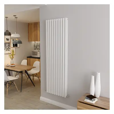 (Double 1800x590mm, White) Designer Oval Column Radiator Central Heating