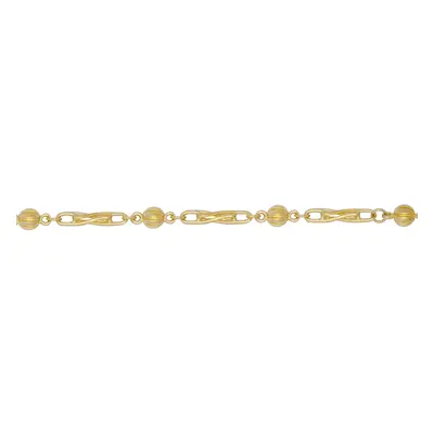 Jewelco London Ladies Solid 9ct Yellow Gold 6mm Ball & Twist Paperclip Chain Link Bracelet, 7.5 