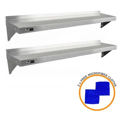 (1500mm) Stainless Steel Shelves Kitchen Wall Shelf Catering & Free Microfiber Cloths