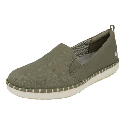 (UK 3, Olive (Green)) Ladies Cloud Steppers By Clarks Loafer Style Shoes Step Glow Slip - D Fit