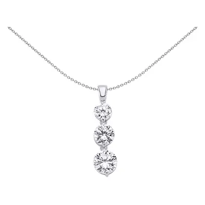 Jewelco London Ladies Sterling Silver Cubic Zirconia Trilogy Drop Charm Necklace inch - GVP260