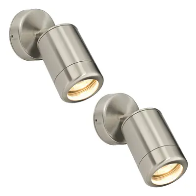 2 PACK Adjustable IP65 Spotlight - 7W LED GU10 - Marine Grade Stainless Steel