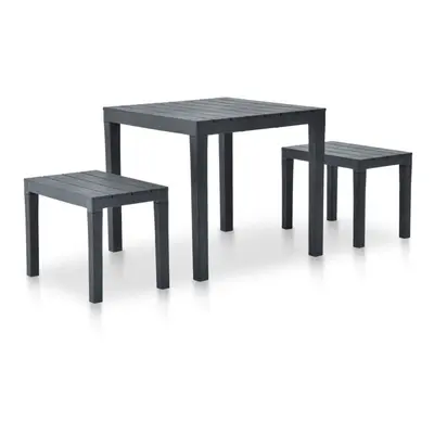 Garden Table with Benches Plastic Anthracite