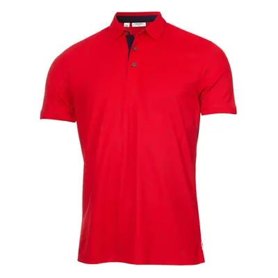 (XL, Red) Calvin Klein Mens CK Monogram Quick Dry Moisture Wicking Golf Polo Shirt