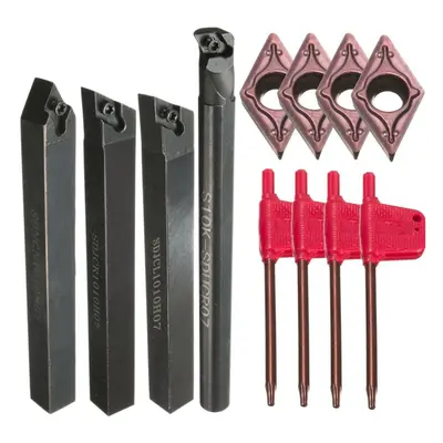 4pcs Turning Tool Holder Set with 4pcs DCMT0702 Inserts