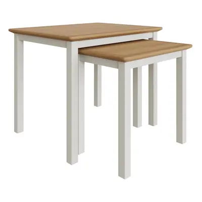 FWStyle Nest of Tables Linen Cream Oak Veneer Assembled