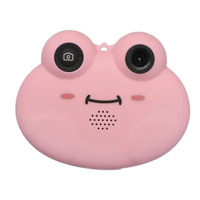 (Pink) Children Camera Cute Frog Animal 1.54 inch HD Screen Wide Angle With Board Game Novelties