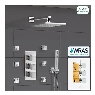 Olive Way Square Concealed Thermostatic Shower Mixer Valve Handset Body Jet