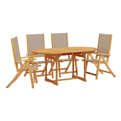 (taupe, piece/oval) vidaXL Garden Dining Set Piece Table & Chair Solid Wood Acacia and Textilene