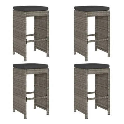 (grey, pcs) vidaXL Garden Bar Stools with Cushions Pub Stool Chair Bar Chair Poly Rattan