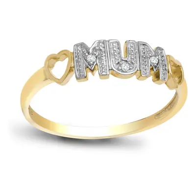 (S) Jewelco London Ladies Solid 9ct Yellow Gold Pave Set Round H I2 0.02ct Diamond MUM Identity 