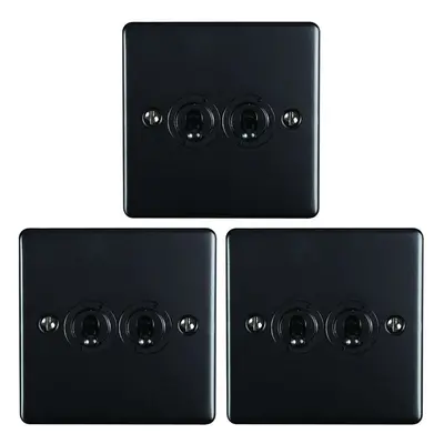 3 PACK Gang Double Retro Toggle Light Switch MATT BLACK 10A Way Plate