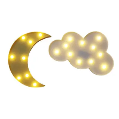 (White, Cloud) Led Night Light for Kids Moon Star Cloud Bedroom Bedside Lamp Room Party Decorati