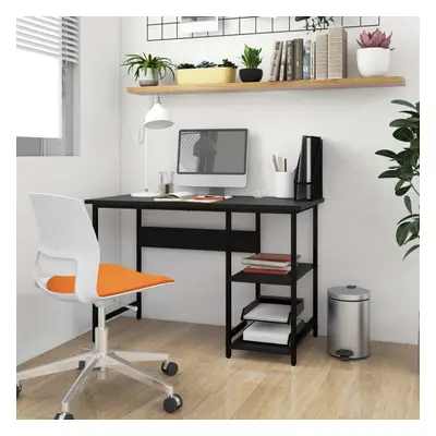 vidaXL Computer Desk Black MDF and Metal Office Study Working Side Desk Table