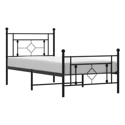 (black, x cm/with headboard & footboard) vidaXL Metal Bed Frame Home Bedroom Bed Base Mattress F