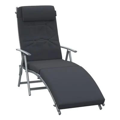 Outsunny Sun Lounger Recliner Foldable Padded Seat Adjustable Texteline Black