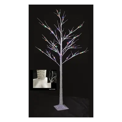 (1.8m / 80LEDs, Multicolour) SnowTime Christmas Outdoor LED Birch Tree Flocked