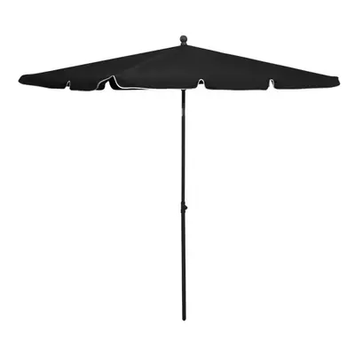 vidaXL Garden Parasol with Pole 210x140 cm Black Umbrella Garden Patio Parasol