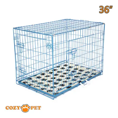 Dog Cage in Blue Puppy Crate Cozy Pet Dog Travel Crates inc Vet Bedding