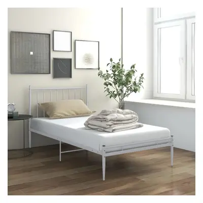 vidaXL Bed Frame White Metal 100x200 cm Bedroom Furniture Bed Base Bedstead