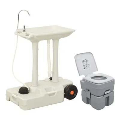 vidaXL Portable Camping Toilet and Handwash Stand Set Mobile Toilet Water Tank