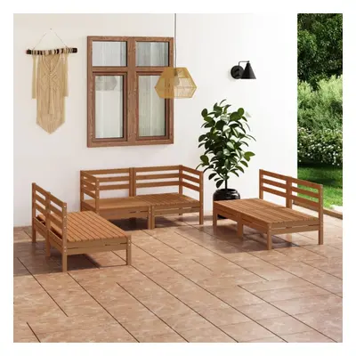 vidaXL Solid Pinewood Garden Lounge Set Piece Honey Brown Patio Seating Sofa