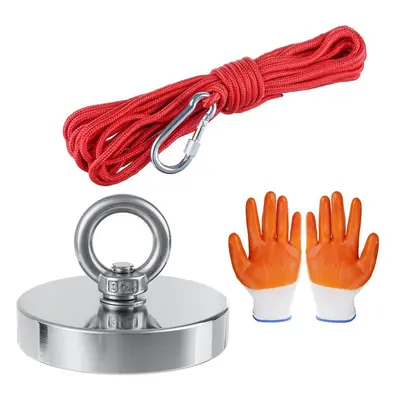 (75mm) 35-600KG Strong Fishing Magnet With Rope Gloves Pull Salvage Neodymium Fishing