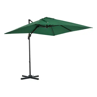 Outsunny Square Cantilever Roma Parasol Rotation w/ Hand Crank, Green