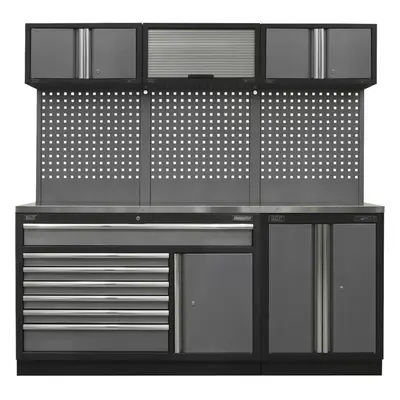 Garage Storage System Unit - x x 2000mm - 38mm Stainless Steel Worktop