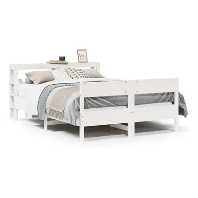 vidaXL Bed Frame with Headboard Bed Base White 160x200 cm Solid Wood Pine