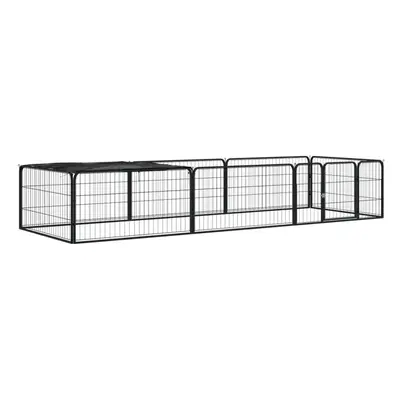 (300 x x cm) vidaXL Dog Playpen Panels Black Powder-coated Steel Dog Kennel Multi Sizes