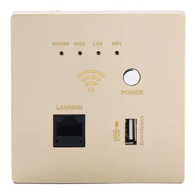 (Gold) 300Mbps Wall Embedded Router Wireless AP Panel Router System WiFi Repeater Extender USB C