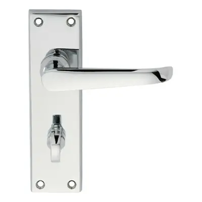 PAIR Straight Victorian Lever on Bathroom Backplate x 42mm Polished Chrome