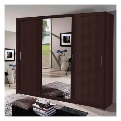 (Walnut ) MN FURNITURE Miami Sliding Door wardrobe - 250cm