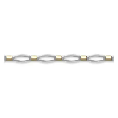 Jewelco London Ladies Solid 9ct Yellow and White Gold Collared Oval Link 6mm Gauge Designer Brac