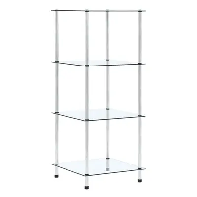 vidaXL 4-Tier Shelf Transparent Tempered Glass Kitchen Showcase Organiser Rack