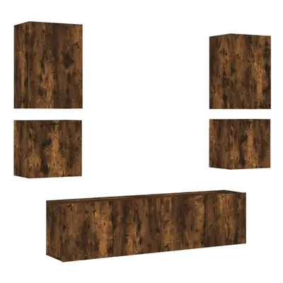 (smoked oak) vidaXL TV Wall Units Piece Floating TV Wall Unit TV Stand Engineered Wood