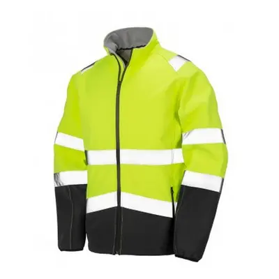 (M, Fluorescent Yellow/Black) Result Adults Safe-Guard Printable Safety Soft Shell Jacket