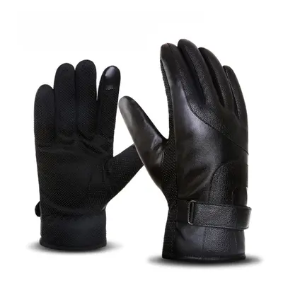 (Black, Female) Waterproof Warm Leather Gloves Motorcycle Safety Sport Touch Screen Gloves