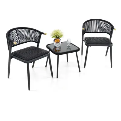 3 Piece Outdoor Wicker Furniture Set Rattan Chairs Set of