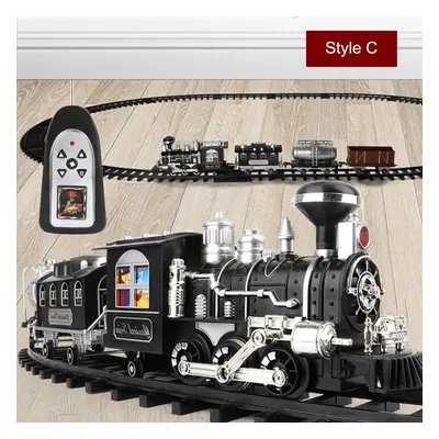 (Style C) Classical Electric Smart Steam Classical Locomotive Freight Remote Control Train DIY A