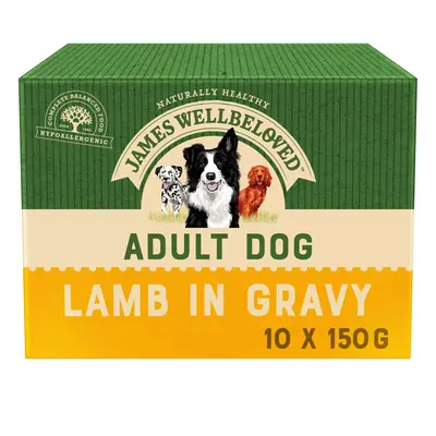 James Wellbeloved Adult Wet Dog Food Lamb Chicken Rice in Gravy 48x90g