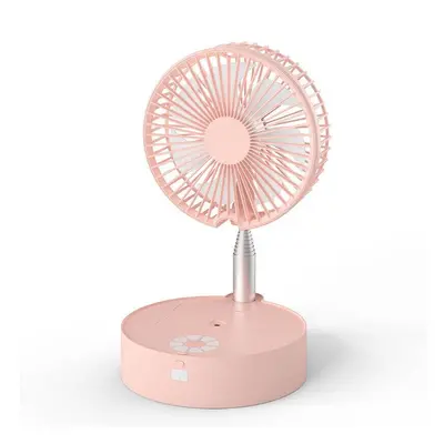 (Pink) Portable Mini Mute Desktop Fan Wireless Telescopic Floor Spray Humidification with Night 